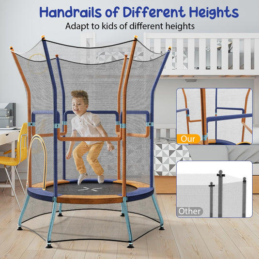 Goplus Kids Trampoline for Toddlers, ASTM Approved Mini Trampoline w/Heightened Safety Enclosure Net