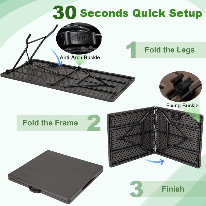 Load image into Gallery viewer, Goplus 5ft Heavy-Duty Rectangular Folding Table with Handle
