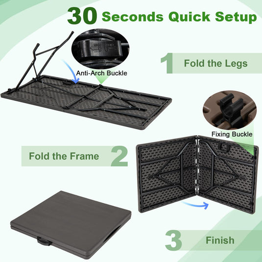 Goplus 5ft Heavy-Duty Rectangular Folding Table with Handle