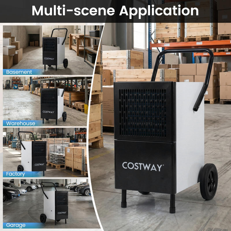 Load image into Gallery viewer, 189 Pints Commercial Dehumidifier with Pump, 3.3Ft Drain Hose &amp; Wheels
