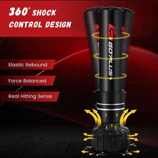 Goplus Freestanding Punching Bag, 71" Heavy Boxing Bag with 25 Suction Cups, Boxing Gloves, Filling Base