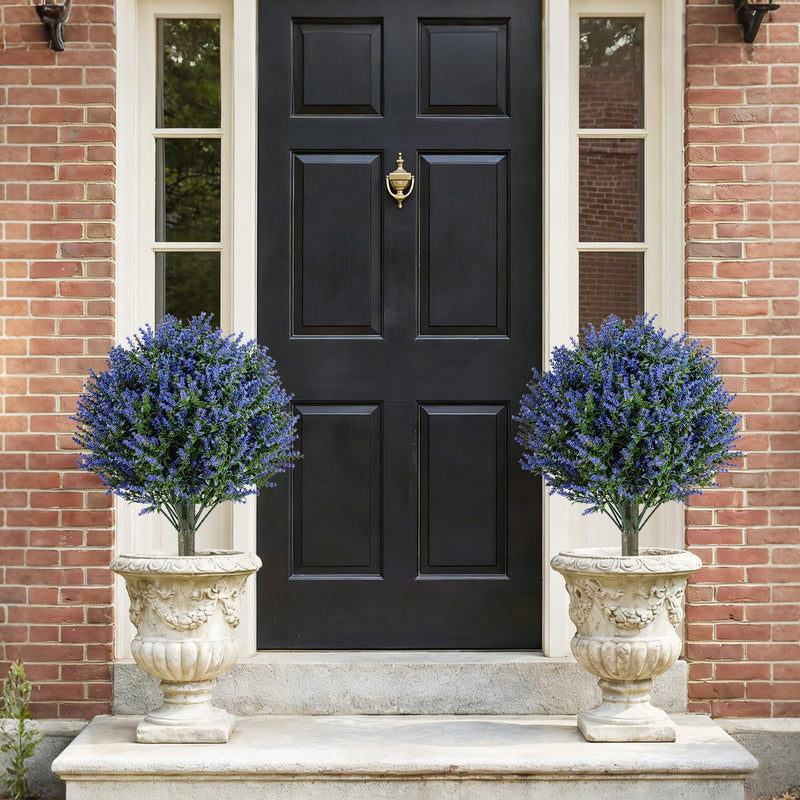 Load image into Gallery viewer, Goplus Set of 2 Artificial Lavender Topiary Ball Trees | Sun-Proof Indoor Outdoor Fake Evergreen Plants
