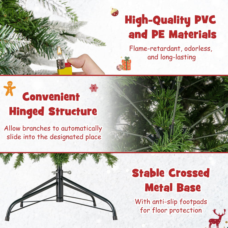 Load image into Gallery viewer, Goplus 6 FT Pre-Lit Pencil Christmas Tree, Artificial Snow Flocked Hinged Xmas Tree with 280 Warm-White LED Lights

