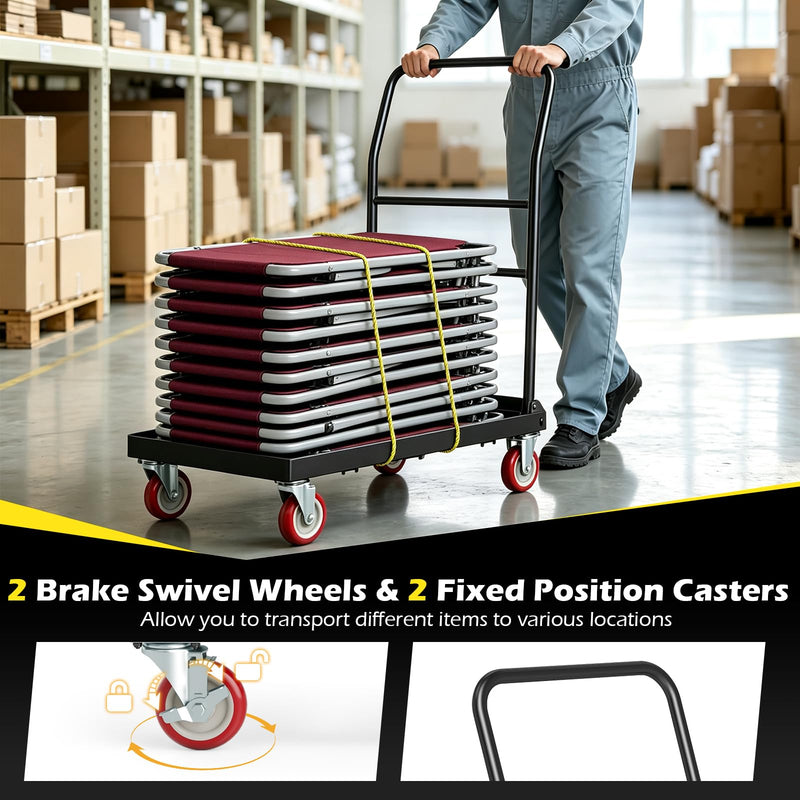 Load image into Gallery viewer, Goplus 800 LBS Folding Chair Rack with Rubber Wheels &amp; 2 Elastic Ropes
