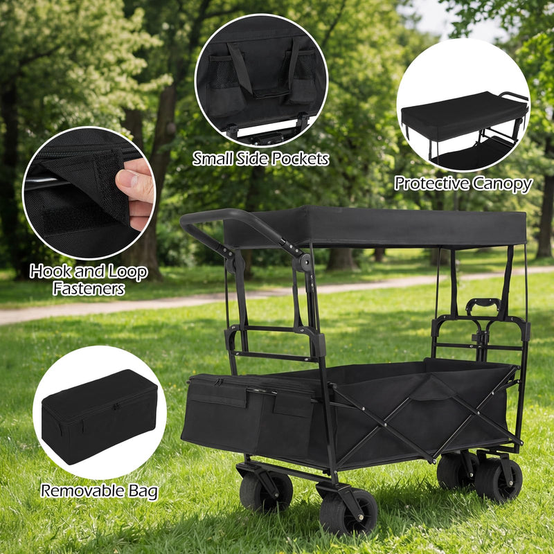 Load image into Gallery viewer, Goplus Collapsible Wagon with Removable Canopy &amp; Detachable Storage Bag
