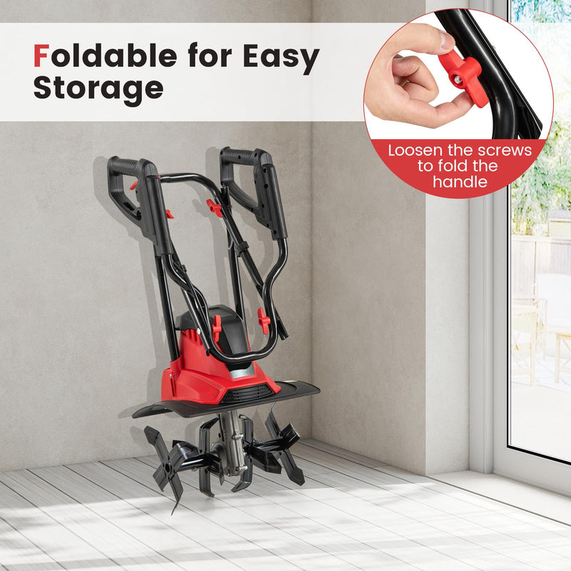 Load image into Gallery viewer, Goplus Corded Electric Tiller Cultivator 10 Amp Powerful Foldable Garden Rototiller

