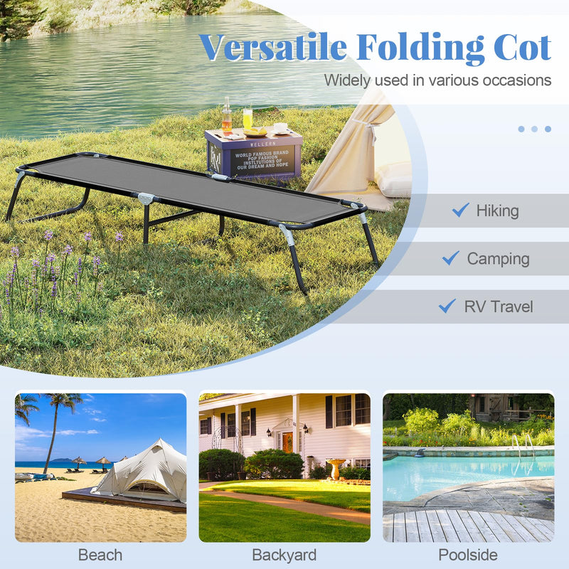 Load image into Gallery viewer, Goplus Heavy Duty Collapsible Foldable Camping Bed for Adults Kids with Non-Slip Foot Pad
