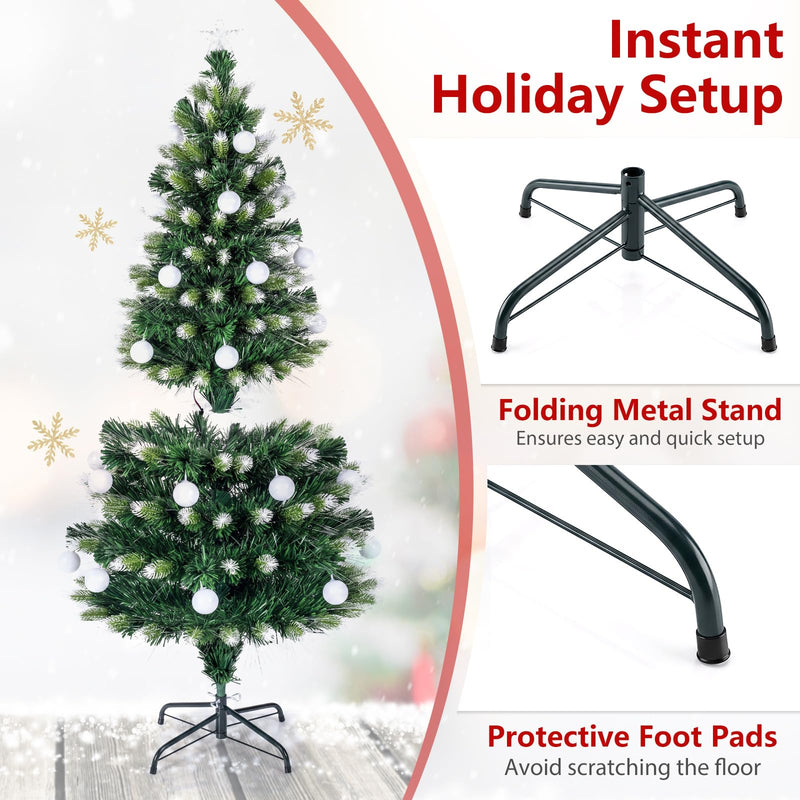 Load image into Gallery viewer, Goplus 5ft Pre-Lit Fiber Optic Christmas Tree with 8 Lighting Modes &amp; Star Tree Topper
