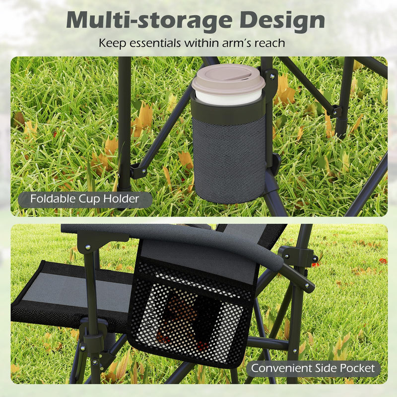 Load image into Gallery viewer, Goplus 350 LBS Portable Lawn Chair for Adults with Padded Armrests and Cup Holder
