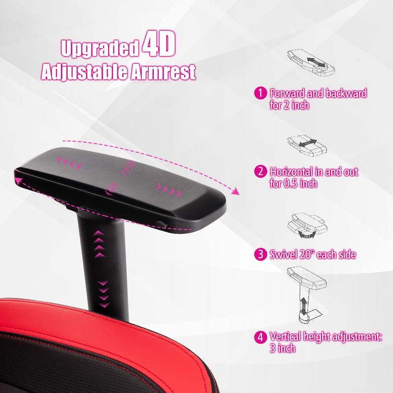 Load image into Gallery viewer, Goplus Gaming Chair, 360¡ã Swivel Computer Chair with Casters, Multi-Angle Reclining, Tension Control, 4D Armrest
