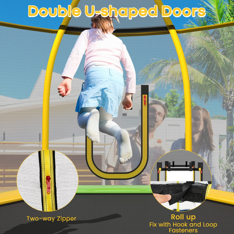 Load image into Gallery viewer, Goplus 7 FT Kids Trampoline with Slide, 87&quot; ASTM Approved Recreational Trampoline

