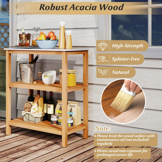 Goplus 32” x 16” x 36” 3-Tier Patio Wooden Sideboard