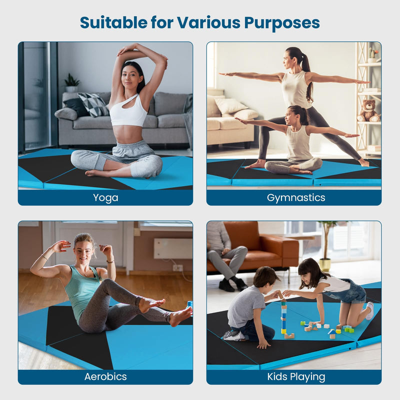 Load image into Gallery viewer, Goplus Folding Gymnastics Mat, 10’ x 4’ x 2’’ Thick Tumbling Mats with PU Leather, Hook &amp; Loop Fasteners
