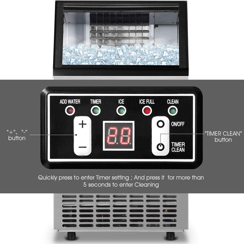 Load image into Gallery viewer, Commercial Home Ice Maker Machine, Built-in Stainless Steel Electric Ice Cube Maker, 33lbs Storage Capacity &amp; Ice Shovel
