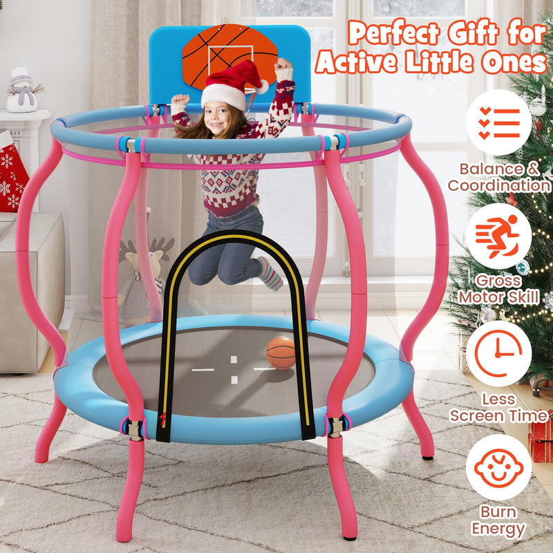 Load image into Gallery viewer, Goplus 48&quot; Indoor &amp; Outdoor Pumpkin Trampoline with Basketball Hoop &amp; Wide Backboard
