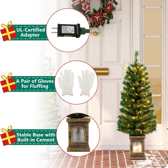 Goplus 4ft Pre-Lit Christmas Tree for Entrances