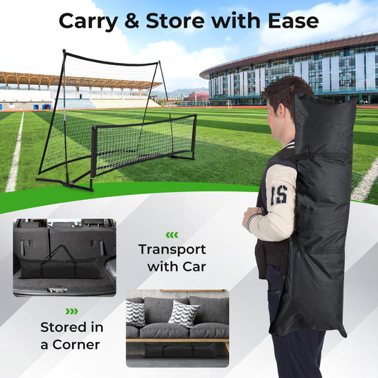 Goplus Soccer Trainer 80”x40”, 2-in-1 Soccer Rebounder Net with Carrying Bag
