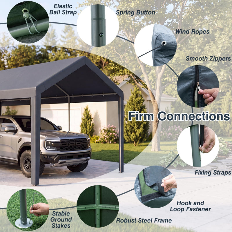 Load image into Gallery viewer, Goplus 10x20 FT Portable Garage with 2 Doors &amp; 4 Roll-Up Mesh Windows
