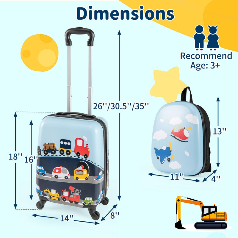 Load image into Gallery viewer, 2 PCS Kid Luggage Set With Spinner Wheels for Children Boys Girls-Dark Blue

