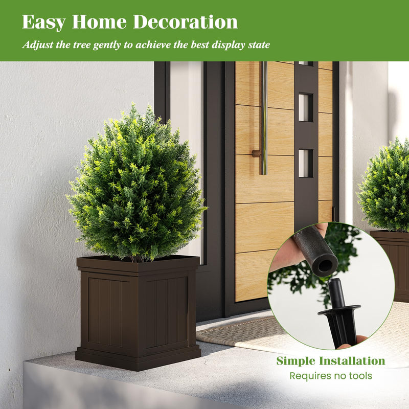 Load image into Gallery viewer, Goplus 2 Pack Faux Cedar Bushes with Ground Spike Sun-Protective Fake Shrub Plants

