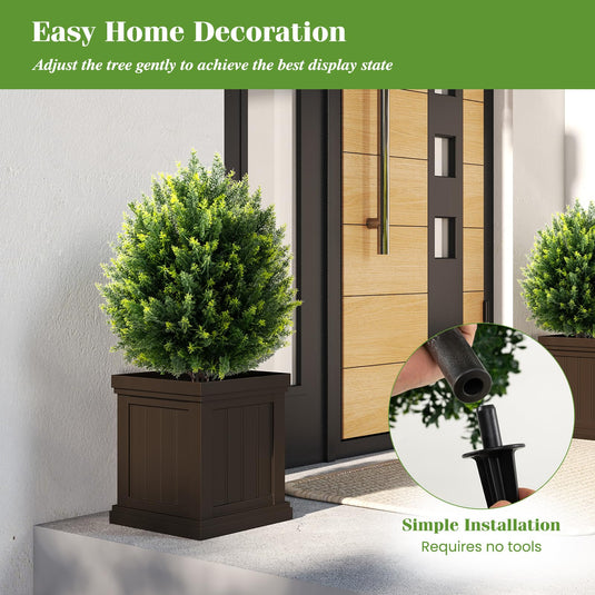 Goplus 2 Pack Faux Cedar Bushes with Ground Spike Sun-Protective Fake Shrub Plants