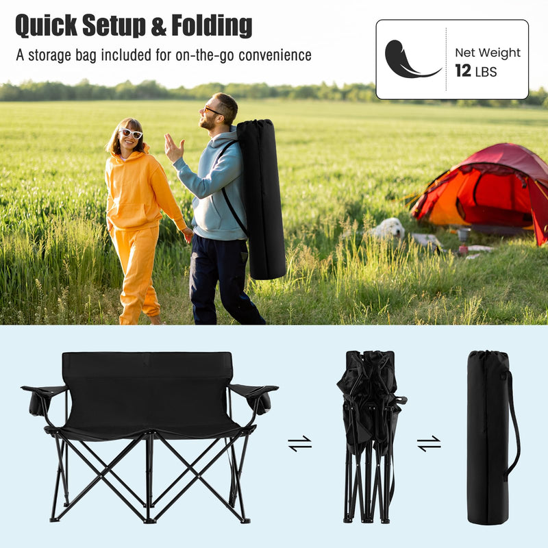 Load image into Gallery viewer, Goplus Double Camping Chair Oversized Heavy Duty Camping Loveseat
