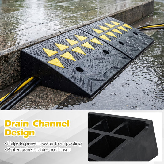 Goplus Heavy-Duty Rubber Curb Ramp 2 Pcs Driveway Threshold Ramps(5"/6.3" Rise)