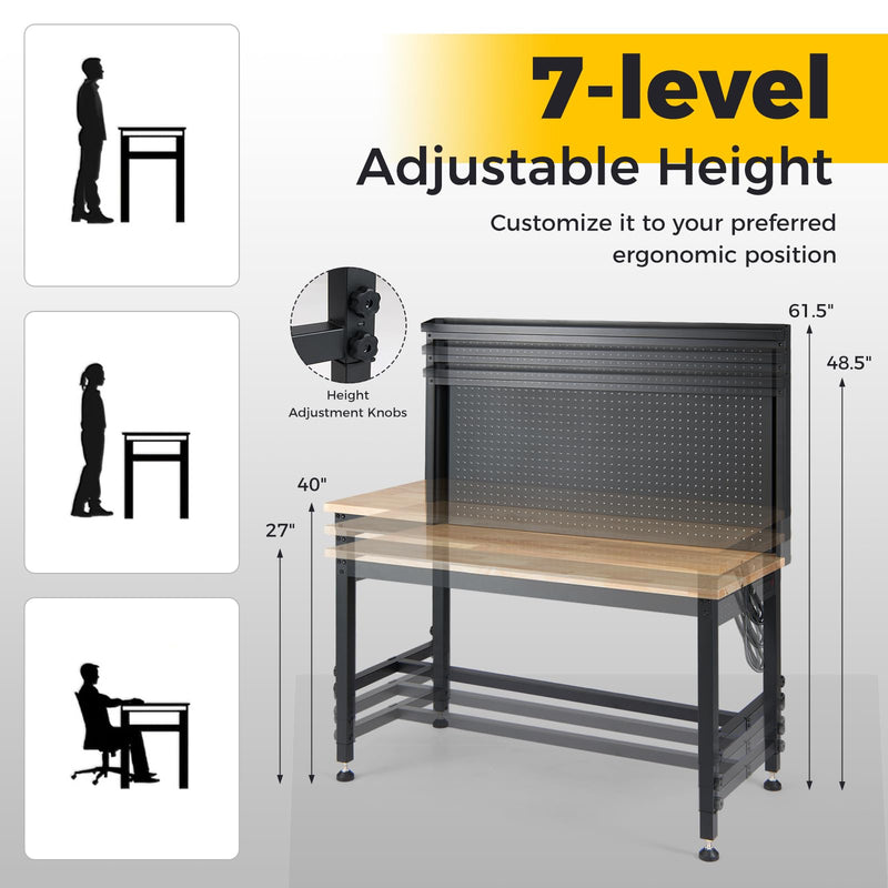Load image into Gallery viewer, Goplus 48" Heavy Duty Workbench with AC/USB Outlets and Pegboard
