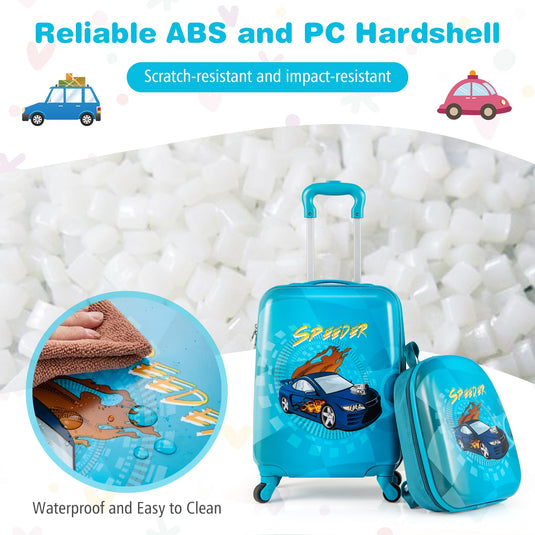 2 PCS Kid Luggage Set With Spinner Wheels for Children Boys Girls-Navy