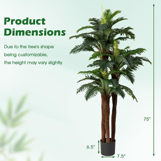 Goplus 6.3 ft Tall Fake Tropical Plant with 45 + 3 Adjustable Leaves 3 Real Barks & Moss (2 Pack)