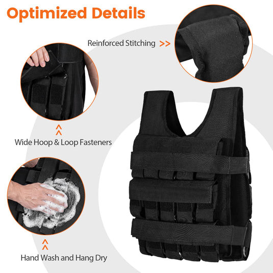 Goplus 66lbs Adjustable Weighted Vest with 30 Removable Metal-Sand Weigh