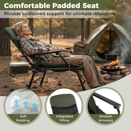 Goplus Heavy Duty All-Terrain Camping Chair with Padded High-Back