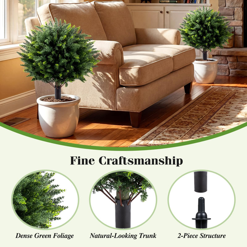 Load image into Gallery viewer, Goplus 27.5" Artificial Cypress Topiary Trees Set of 2 for Front Porch Patio Home Decoration
