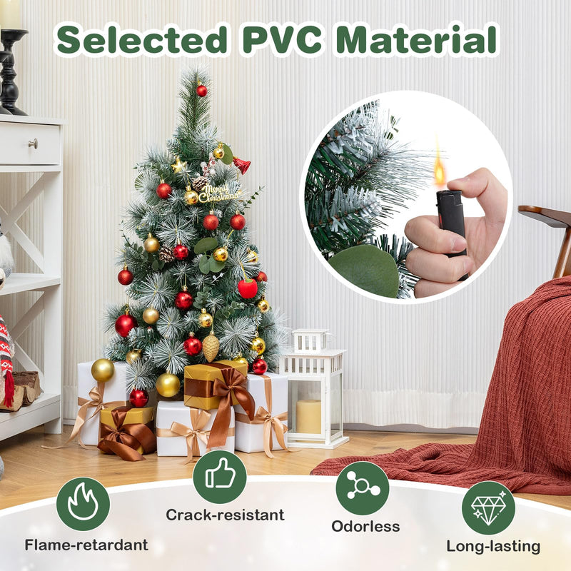 Load image into Gallery viewer, Goplus 3ft Pre-Lit Mini Tabletop Christmas Tree with 30 Warm White LED Lights, Timer, 98 Flocked PVC &amp; Pine Needles
