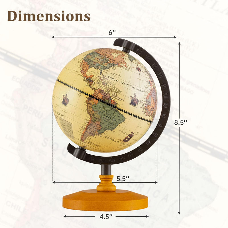 Load image into Gallery viewer, Goplus 5.5-Inch Mini Antique World Globes w/Curved Alloy Stem
