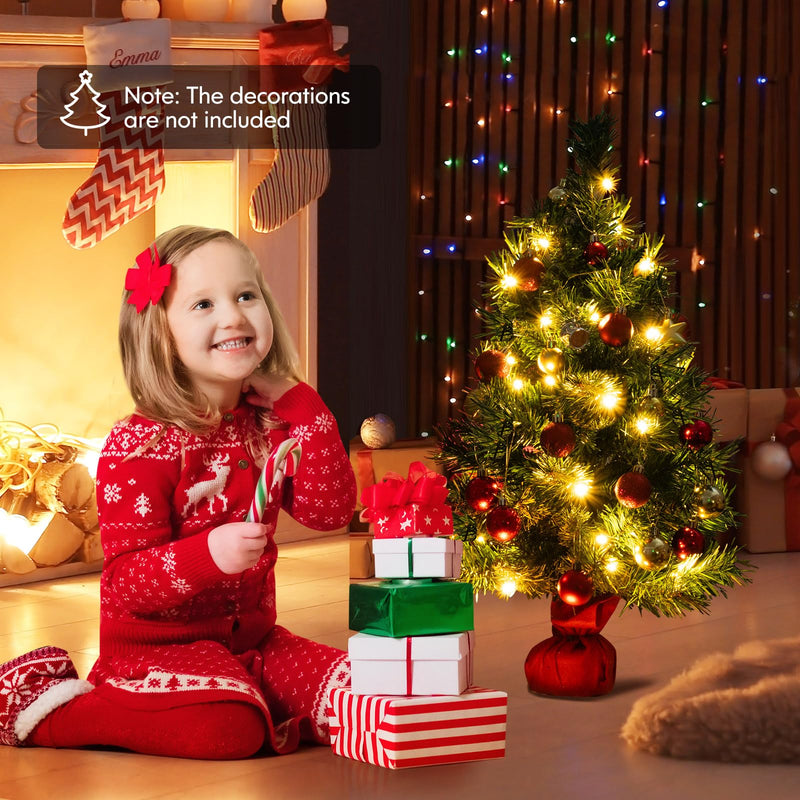 Load image into Gallery viewer, Goplus Tabletop Battery Operated Small Fir Xmas Tree with Warm White LED Lights

