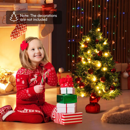 Goplus Tabletop Battery Operated Small Fir Xmas Tree with Warm White LED Lights