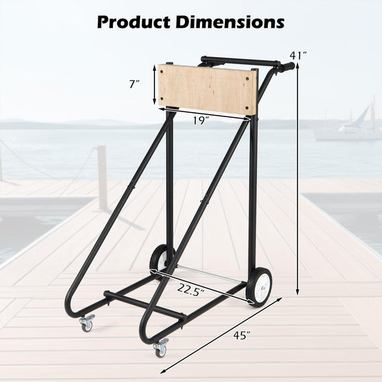 Goplus 330 LBS Boat Motor Stand w/ 4 Rubber Casters for Motor Transportation Repair Maintenance