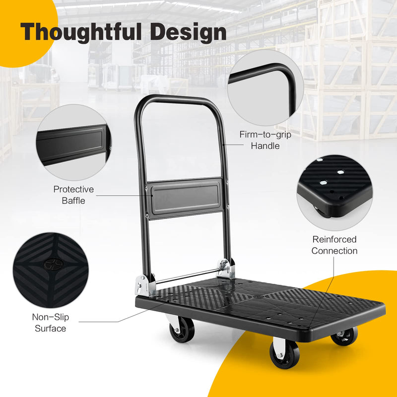 Load image into Gallery viewer, Goplus Folding Push Cart Dolly, Moving Platform Hand Truck, 440 LBS Max Load (28&quot; x 19&quot;)
