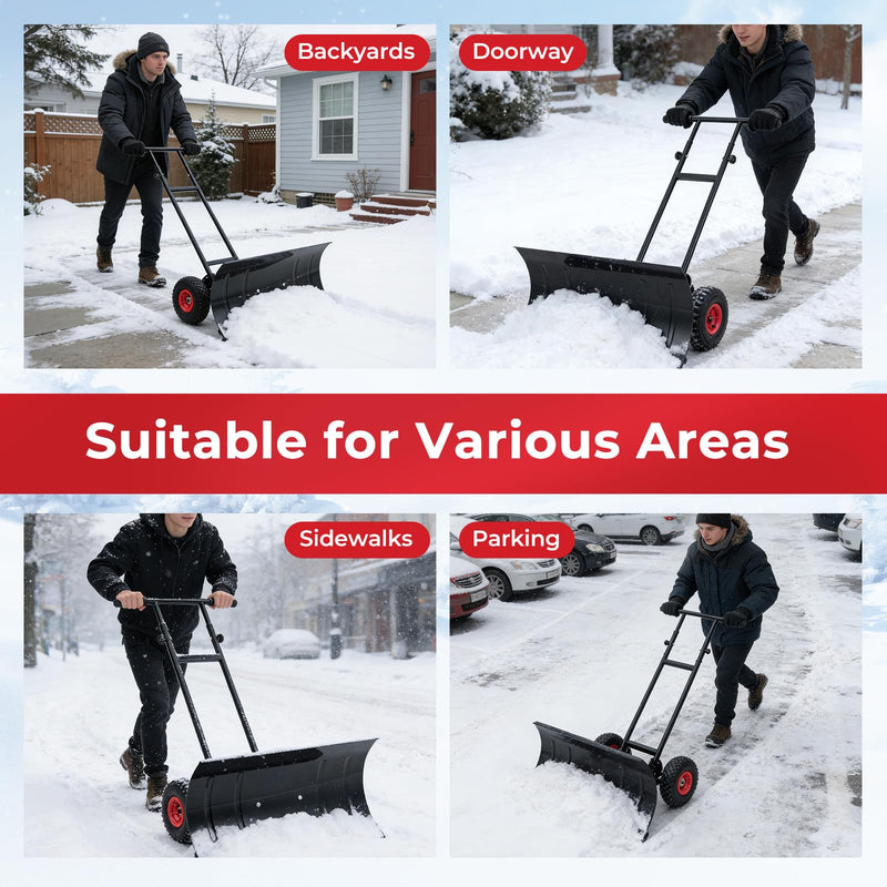 Load image into Gallery viewer, Goplus Ergonomic Snow Pusher w/ 29"x16" (W x H) 7-Position Angled Blade
