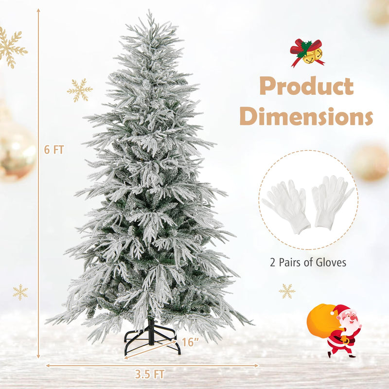 Load image into Gallery viewer, Goplus 6FT / 7FT / 8FT Pre-Lit Snow Flocked Christmas Tree with PE &amp; PVC Mixed Branch Tips

