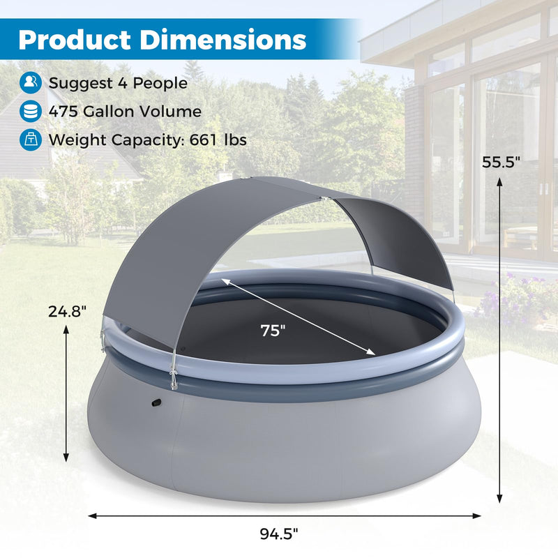 Load image into Gallery viewer, Goplus Inflatable Pool with Canopy Large Round Above Ground Swimming Pool
