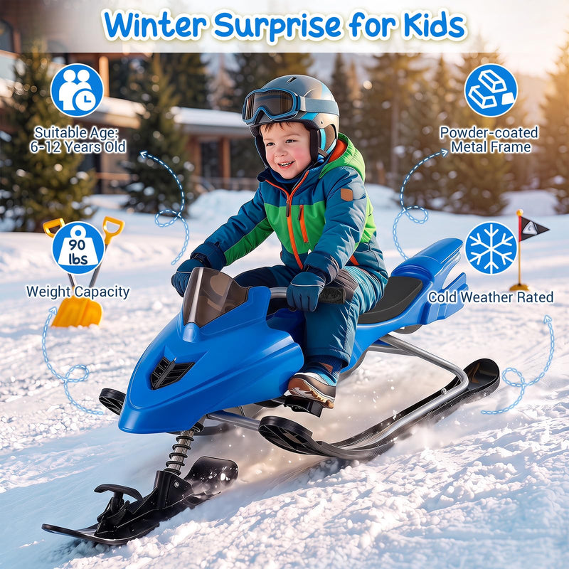 Load image into Gallery viewer, Goplus Snow Racer Sled with Brakes Steering Handle and Tow Ropes
