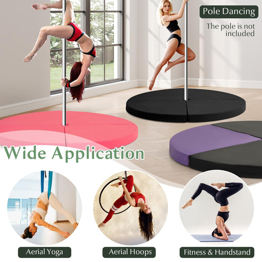 Tapis De Pole Dance Pliable – 4 Parties Rondes, Diamètre 150 Cm, épaisseur 5 Cm – Protection Et Confort PVC