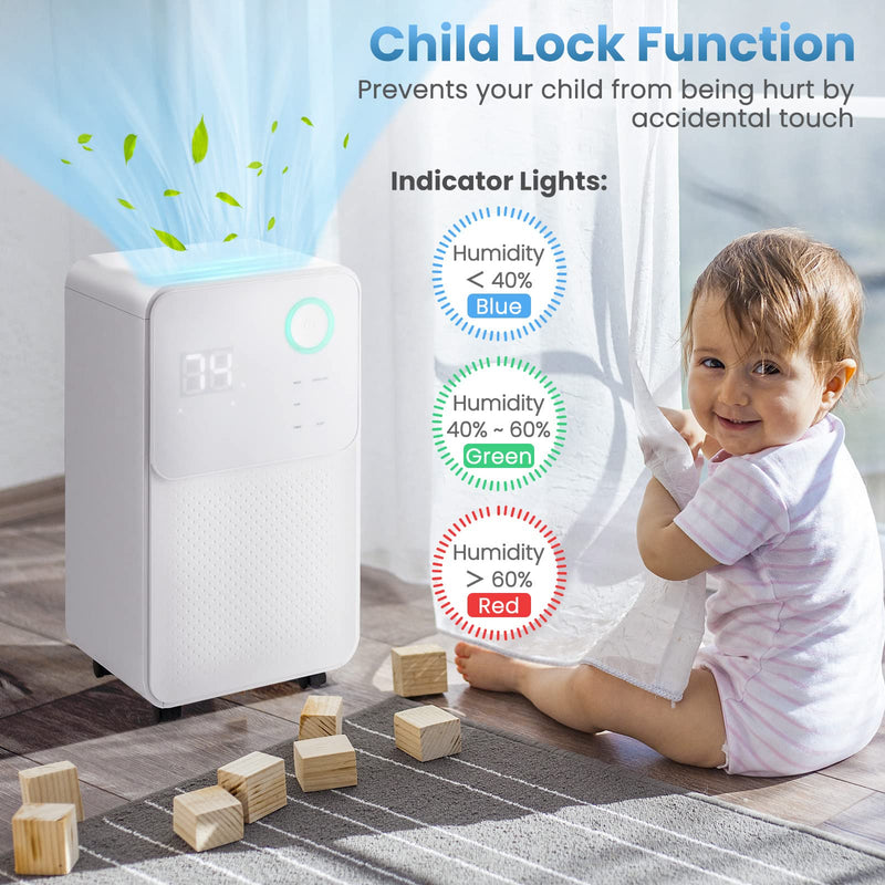 Load image into Gallery viewer, Dehumidifier for Large Room &amp; Basements, 2000 Sq. Ft, with Auto or Manual Drainage, 4 Modes, 2 Speeds, 0.5 Gallon Water Tank
