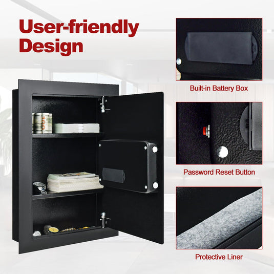 Goplus 22" Tall Wall Safe, Electric Safe Box Fits Between the Studs,Hidden Wall Mount Safe