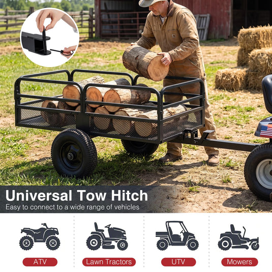 Goplus 1540 LBS Capacity 17.6 Cu. Ft Heavy Duty Metal Dump Cart Trailer