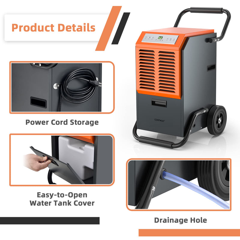 Load image into Gallery viewer, 140 pints Commercial Dehumidifier, Industrial Dehumidifier with 1.45 Gallon Water Tank &amp; Drainage Pipe
