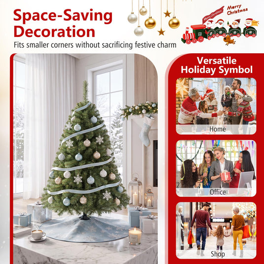 Goplus 4FT Christmas Tree | Hinged Spruce Fir Tabletop Small Xmas Tree