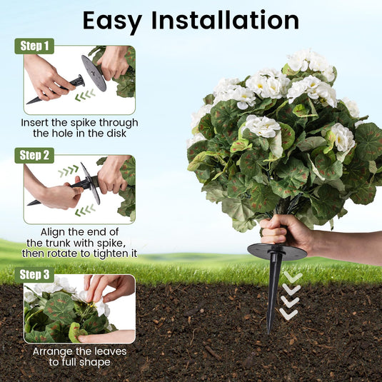 Goplus 22.5” Artificial Begonia Ball Trees Set of 2 with Ground Spikes